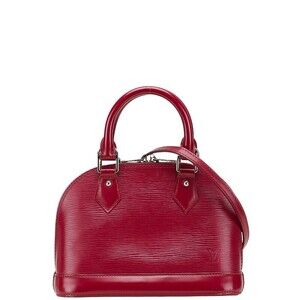 Louis Vuitton Epi Alma Handbag Shoulder Bag Coquelicot Red Leather